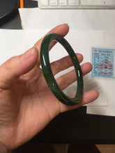 Load image into Gallery viewer, 62mm certified 100% Natural dark green/black round cut nephrite (碧玉)  bangle HN18-9161

