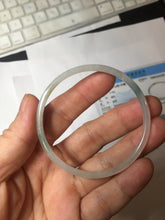 Load image into Gallery viewer, 51.4mm certified 100% natural Type A icy watery light green clear Supper skinny round cut jadeite jade bangle PH205-6185
