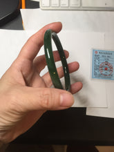 Load image into Gallery viewer, 62mm certified 100% Natural dark green/black round cut nephrite (碧玉)  bangle HN18-9161
