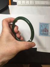 Load image into Gallery viewer, 62mm certified 100% Natural dark green/black round cut nephrite (碧玉)  bangle HN18-9161
