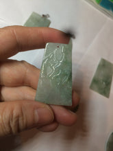 Load image into Gallery viewer, 100% Natural type A light green safe and sound pendant with the carved hieroglyph of &quot;Buddha&quot; jadeite Jade pendant group B99
