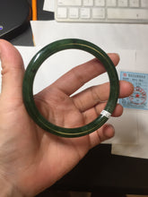 Load image into Gallery viewer, 62mm certified 100% Natural dark green/black round cut nephrite (碧玉)  bangle HN18-9161
