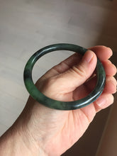 Load image into Gallery viewer, 60.5mm Certified 100% Natural Fresh Young Green/Dark Green/Black Green Ink Painting (绿水墨) Round Cut Nephrite (Wulanhai 乌兰海碧玉) Bangle HF132-7334
