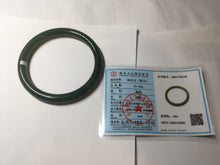 Load image into Gallery viewer, 60mm certified 100% Natural dark green/black round cut nephrite (碧玉)  bangle HN19-9158
