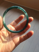 Load image into Gallery viewer, 59mm Certified Type A 100% Natural dark green/blue/gray with Guatemala slim round cut Jadeite bangle PH22-2330
