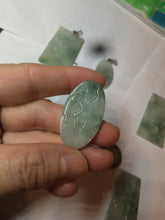 Load image into Gallery viewer, 100% Natural type A light green safe and sound pendant with the carved hieroglyph of &quot;Buddha&quot; jadeite Jade pendant group B99
