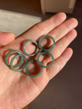 Load image into Gallery viewer, 14.5mm/size 3 1/2 100% natural type A icy watery green/blue slim Guatemala jadeite jade band ring BH63

