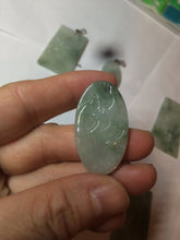 Load image into Gallery viewer, 100% Natural type A light green safe and sound pendant with the carved hieroglyph of &quot;Buddha&quot; jadeite Jade pendant group B99
