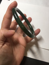 Load image into Gallery viewer, 60mm certified 100% Natural dark green/black round cut nephrite (碧玉)  bangle HN19-9158
