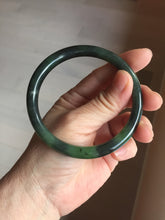 Load image into Gallery viewer, 60.5mm Certified 100% Natural Fresh Young Green/Dark Green/Black Green Ink Painting (绿水墨) Round Cut Nephrite (Wulanhai 乌兰海碧玉) Bangle HF132-7334
