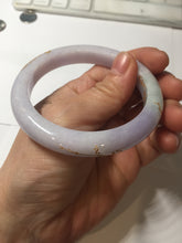 Load image into Gallery viewer, 55.8mm 100% Natural type A light green purple white carved plum blossom and golden-painted Jadeite Jade bangle PE35
