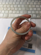 Load image into Gallery viewer, 50mm Certified Type A 100% Natural icy watery light green gray slim Jadeite Jade bangle PJ52-2046
