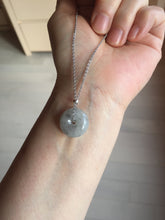 Load image into Gallery viewer, 15-18.4mm 100% natural black white jadeite jade(Wuji, 乌鸡) Safety Guardian Button donuts pendant PA250
