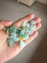Load image into Gallery viewer, 5-18mm Type A 100% icy watery natural green blue purple white seashell/wing jadeite Jade Pendant necklace group AA68
