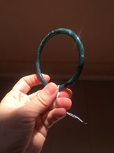 Load image into Gallery viewer, 61.5mm Certified Type A 100% Natura dark blue/green/gray/black Guatemala slim round cut Jadeite bangle AZ152-2047
