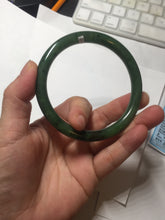 Load image into Gallery viewer, 62mm certified 100% Natural dark green/black round cut nephrite (碧玉)  bangle HN20-9149
