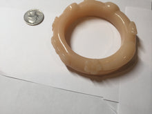 Load image into Gallery viewer, 61.5mm 100% natural pink orange Peach cream Quartzite (Shetaicui jade) 3D carved cat ears/flowers/ingot/bow bangle XY124

