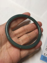 Load image into Gallery viewer, 59.3mm Certified Type A 100% Natural dark green/blue/gray Guatemala slim round cut Jadeite bangle BP192-2456
