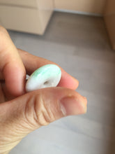 Load image into Gallery viewer, 24-28mm 100% Natural green/purple with sunny green floating flowers jadeite Jade Safety Guardian Button(donut) Pendant/worry stone H152
