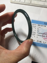 Load image into Gallery viewer, 56.5mm Certified Type A 100% Natural dark green/blue/gray Guatemala slim round cut Jadeite bangle BP193-2452
