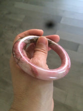 Load image into Gallery viewer, sold! Please don’t order. Thanks 53.4mm 100% natural chubby pink rose stone (Rhodonite) round cut bangle CB65
