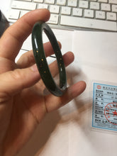 Load image into Gallery viewer, 53.1mm certified 100% Natural dark green/black nephrite (碧玉)  bangle HN147-0518
