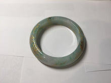 Load image into Gallery viewer, 52mm 100% Natural type A sunny green white carved flowers butterflies and golden-painted Jadeite Jade bangle PE36-(1766)
