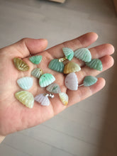 Load image into Gallery viewer, 5-18mm Type A 100% icy watery natural green blue purple white seashell/wing jadeite Jade Pendant necklace group AA68
