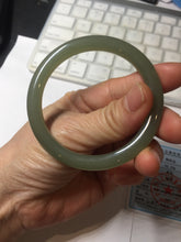 Load image into Gallery viewer, 53mm certified 100% Natural lake green gray slim round cut nephrite bangle HN142-6918
