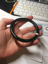 Load image into Gallery viewer, 62mm certified 100% Natural dark green/black round cut nephrite (碧玉)  bangle HN21-9155
