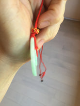 Load image into Gallery viewer, 38-39mm Type A 100% Natural sunny green/white Jadeite Jade concentric circle safety Guardian ring Pendant (子母扣,同心环) PC2
