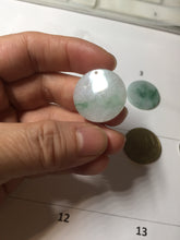 Load image into Gallery viewer, 22-23.5mm Type A 100% Natural sunny green light green purple with green floating flowers Jadeite Jade Safety Guardian round Pendant group BS143
