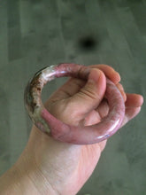 Load image into Gallery viewer, sold! Please don’t order. Thanks 53.4mm 100% natural chubby pink rose stone (Rhodonite) round cut bangle CB65
