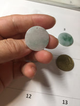 Load image into Gallery viewer, 22-23.5mm Type A 100% Natural sunny green light green purple with green floating flowers Jadeite Jade Safety Guardian round Pendant group BS143
