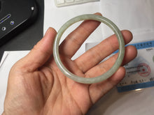 Load image into Gallery viewer, 56mm certified Type A 100% Natural light green brown gray slim round cut Jadeite Jade bangle PH206-6184
