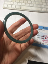 Load image into Gallery viewer, 59.5mm Certified Type A 100% Natural dark green/blue/gray Guatemala slim round cut Jadeite bangle BP194-2462
