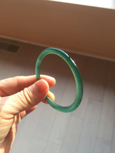 Load image into Gallery viewer, 49.5mm Certified Type A 100% Natural icy watery dark green/blue/gray Guatemala slim flat oval round cut Jadeite bangle PH21-2334

