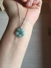 Load image into Gallery viewer, 100% Natural type A green gray with green floating flowers  jadeite Forget-Me-Not(勿忘我) Flower Pendant group PA251
