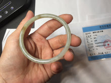 Load image into Gallery viewer, 56mm certified Type A 100% Natural light green brown gray slim round cut Jadeite Jade bangle PH206-6184
