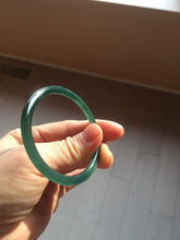 Load image into Gallery viewer, 49.5mm Certified Type A 100% Natural icy watery dark green/blue/gray Guatemala slim flat oval round cut Jadeite bangle PH21-2334
