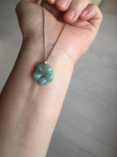 Load image into Gallery viewer, 100% Natural type A green gray with green floating flowers  jadeite Forget-Me-Not(勿忘我) Flower Pendant group PA251
