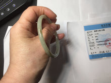 Load image into Gallery viewer, 56mm certified Type A 100% Natural light green brown gray slim round cut Jadeite Jade bangle PH206-6184
