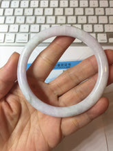 Load image into Gallery viewer, 59.5mm certified Type A 100% Natural light green purple white round cut Jadeite Jade bangle PB265-3197
