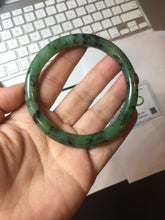 Load image into Gallery viewer, 58.1mm Certified 100% Natural Fresh Young Green/Dark Green/Black Green Ink Painting (绿水墨) Round Cut Nephrite (Wulanhai 乌兰海碧玉) Bangle HN148-7343
