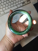Load image into Gallery viewer, 57.4mm certified 100% Natural dark green/black(碧玉) chubby round cut nephrite bangle HN188-0123
