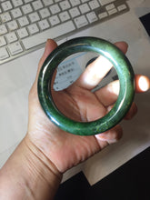 Load image into Gallery viewer, 57.4mm certified 100% Natural dark green/black(碧玉) chubby round cut nephrite bangle HN188-0123
