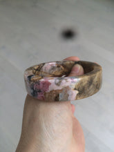 Load image into Gallery viewer, 54.9mm 100% natural pink/black time series(时光系列) rose stone (Rhodonite)square bangle XY83

