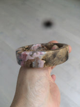 Load image into Gallery viewer, 54.9mm 100% natural pink/black time series(时光系列) rose stone (Rhodonite)square bangle XY83
