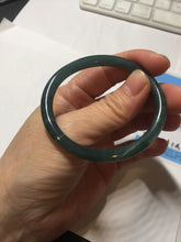 Load image into Gallery viewer, 50.5mm Certified Type A 100% Natural dark green/blue/gray Guatemala slim round cut oval Jadeite bangle BP195-2469

