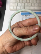 Load image into Gallery viewer, 56.5mm certified Type A 100% Natural sunny green white brown with green floating flowers slim round cut Jadeite Jade bangle PH207-6197
